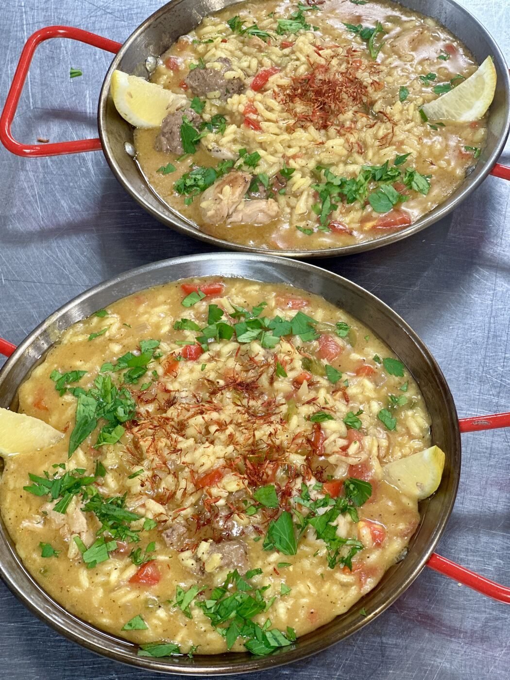 Saffron rice with chicken and lamb