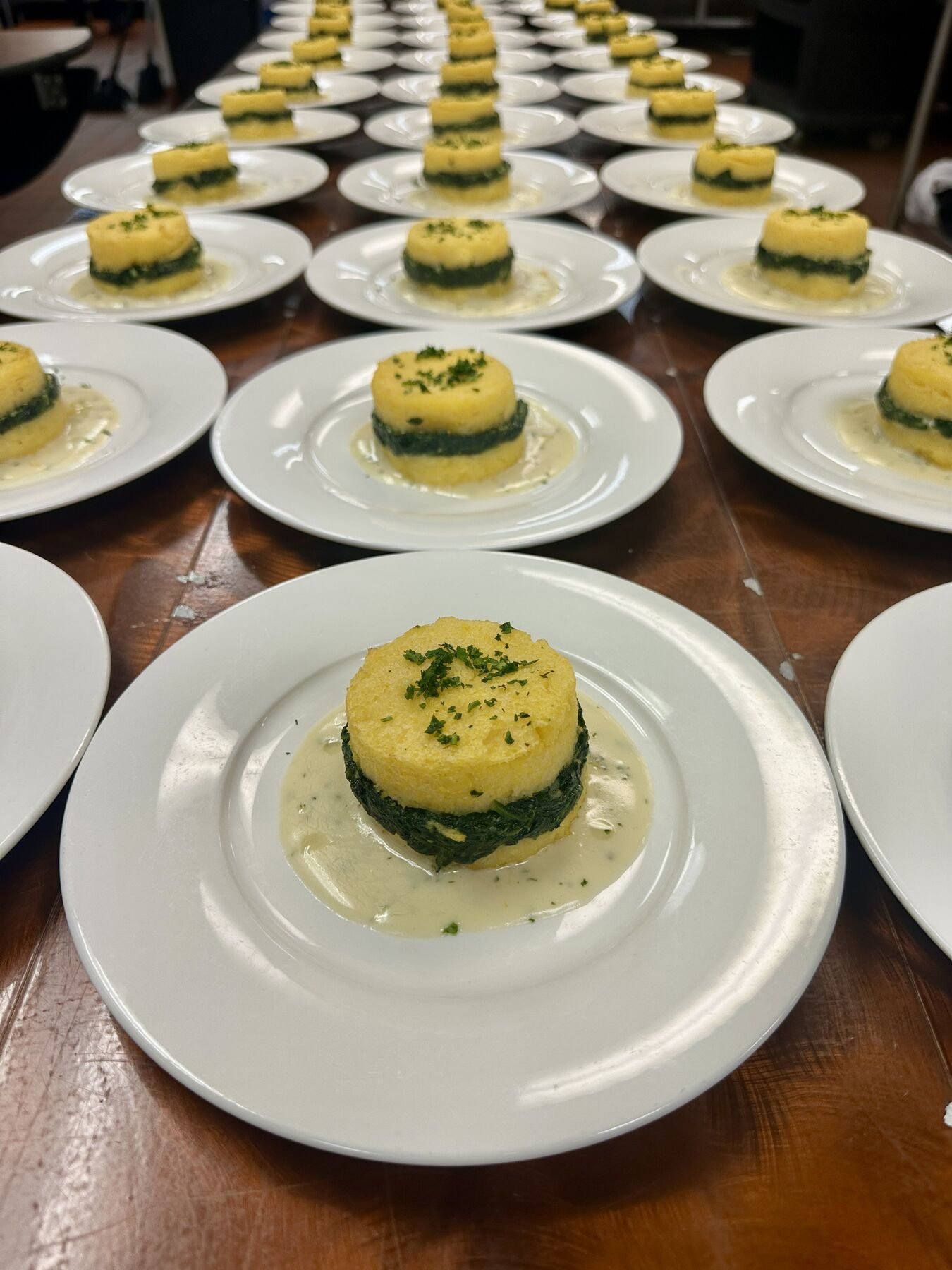 Large-scale plated dishes for a corporate event